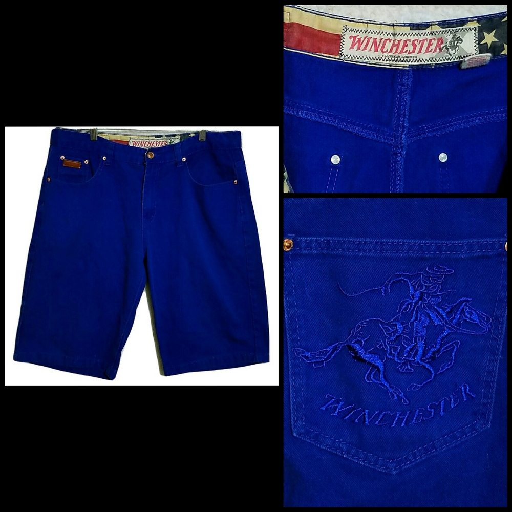Winchester Jean Shorts Cowboy Denim Embroidery 38